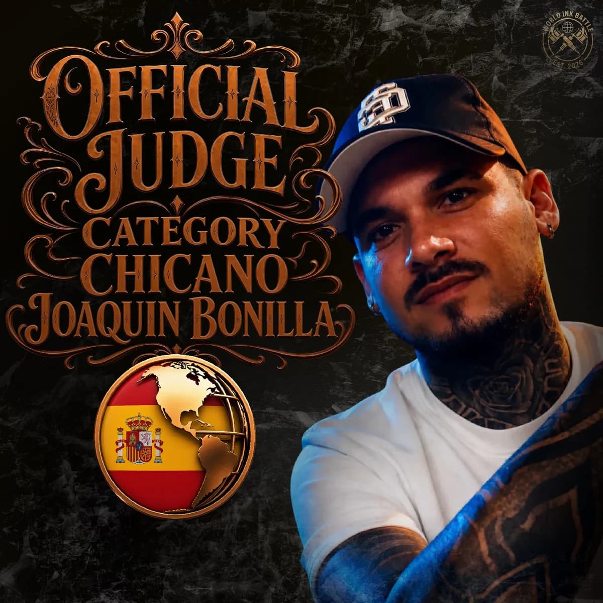 Official Chicano judge announcement featuring Joaquin Bonilla.