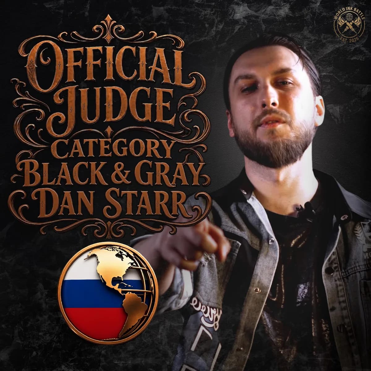Official Black And Grey judge announcement featuring Dan Starr.