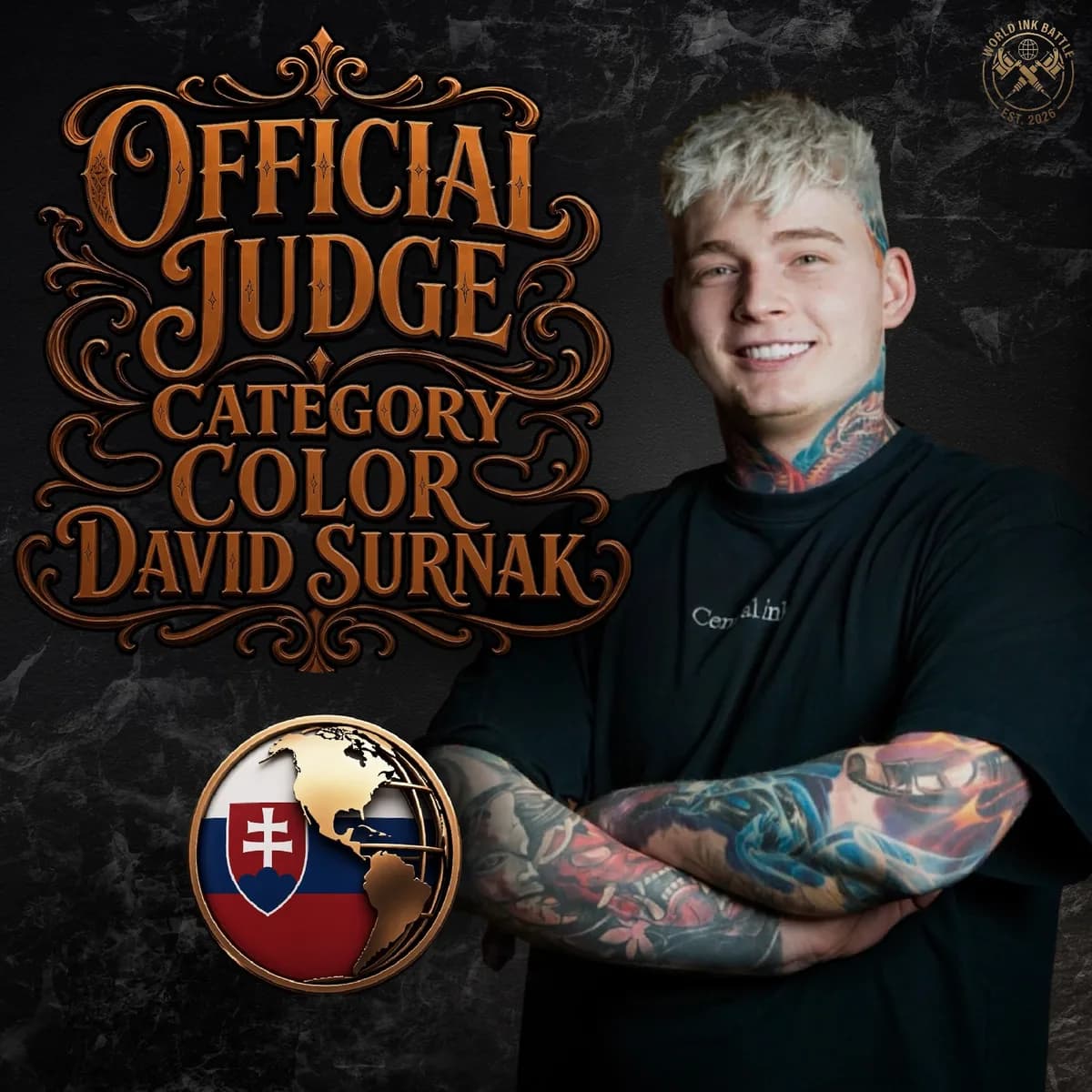 Official Color judge announcement featuring Dávid Surňák.