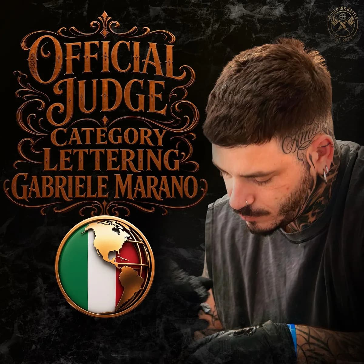Official Lettering judge announcement featuring Gabriele Marano.