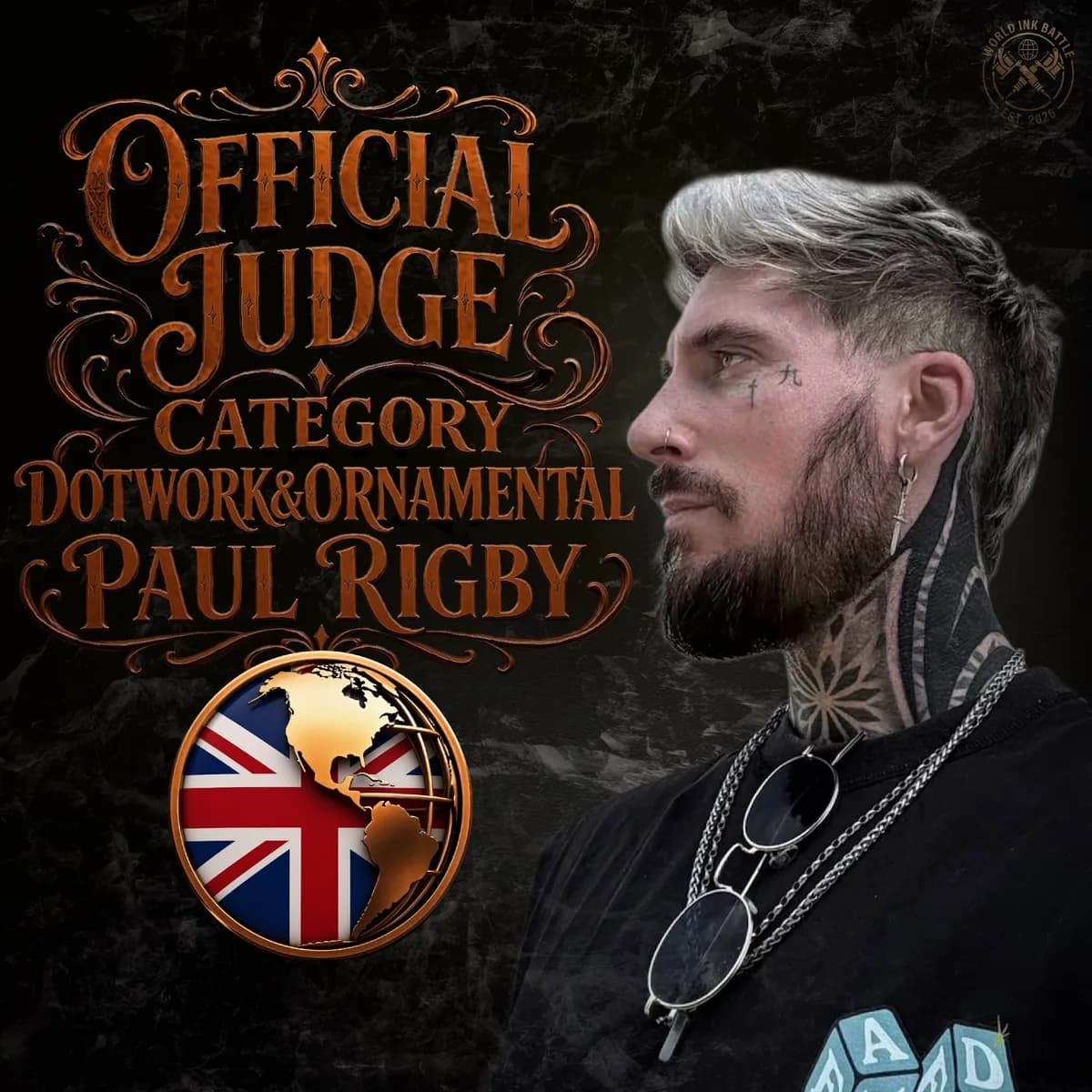 Official Dotwork Ornamental judge announcement featuring Paul Rigby.