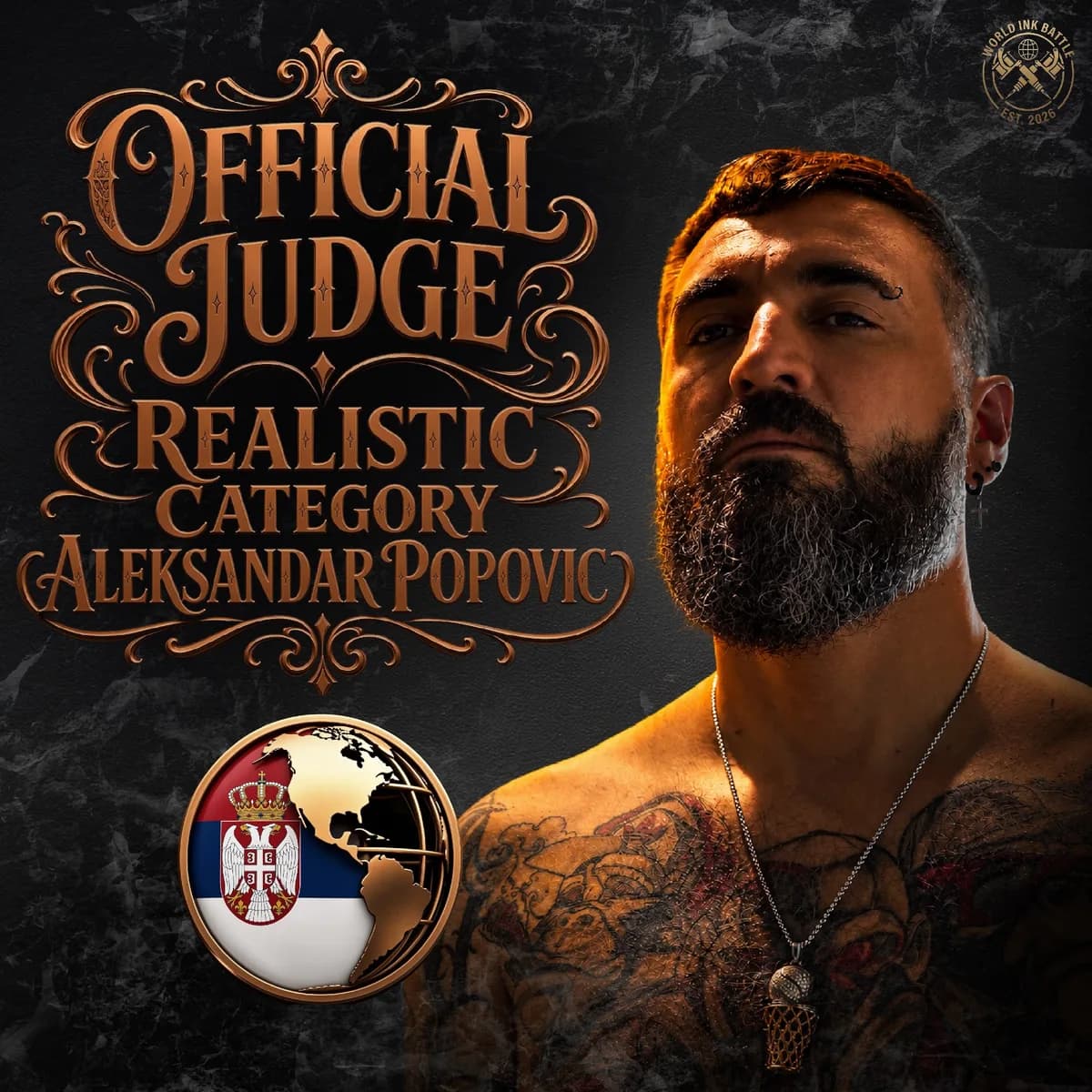 Official Realistic judge announcement featuring Aleksandar Popović “Poppino”.