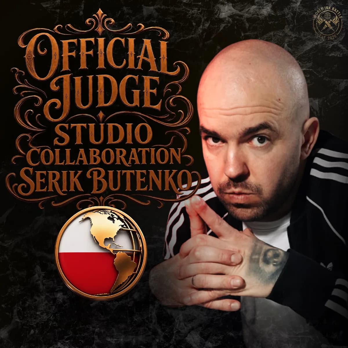 Official Studio Collaboration judge announcement featuring Serik Butenko.