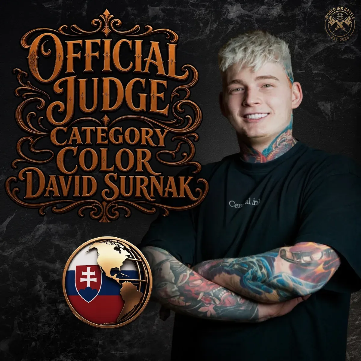 Official Color judge announcement featuring Dávid Surňák.