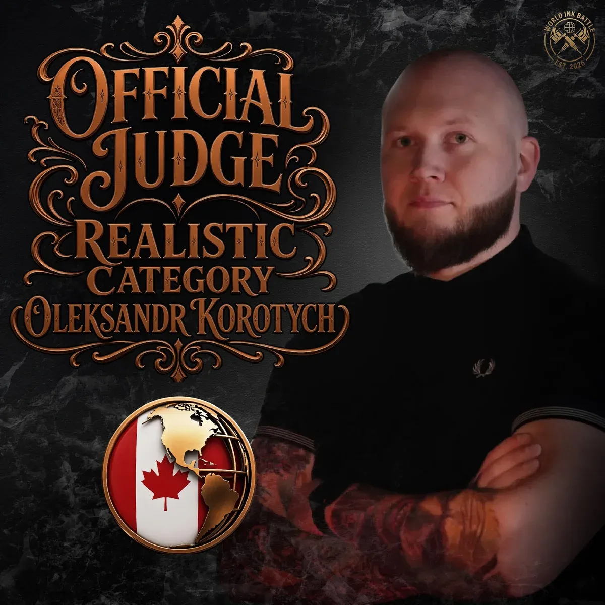 Official Realistic judge announcement featuring Oleksandr Korotych.
